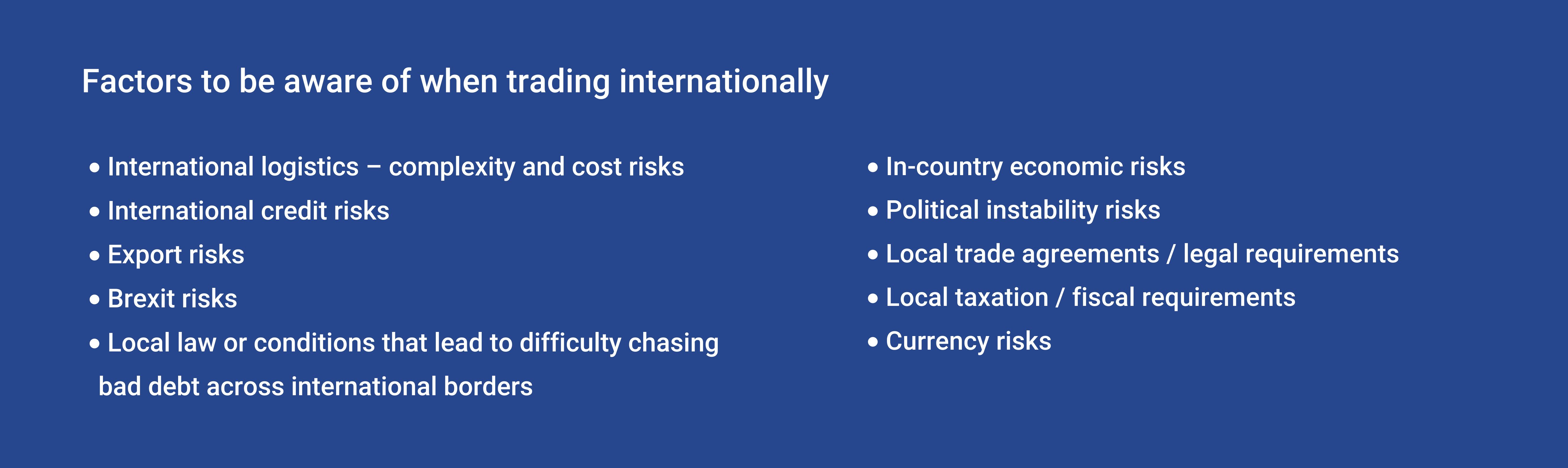 Factors to be aware of when trading internationally